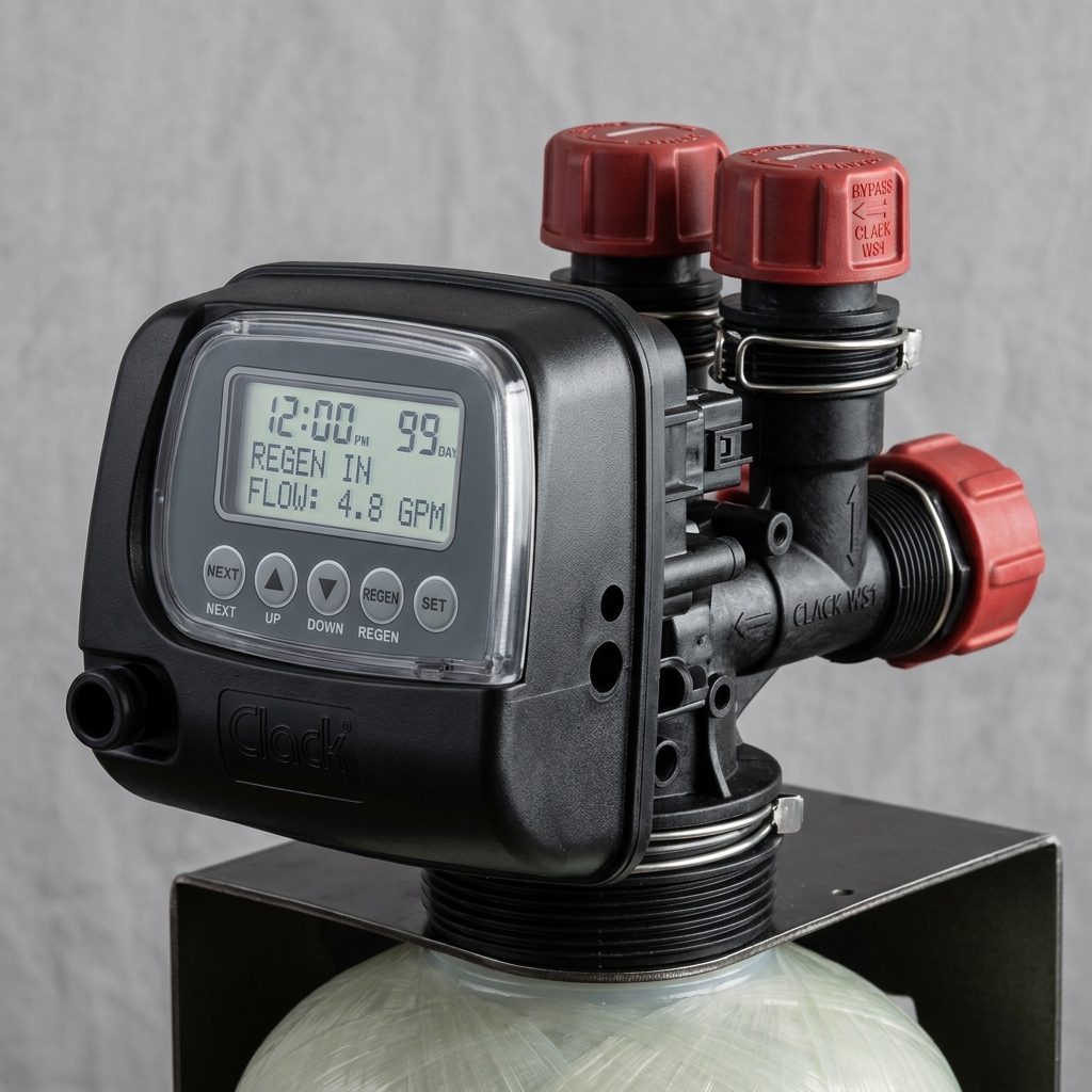 Clack control valve head