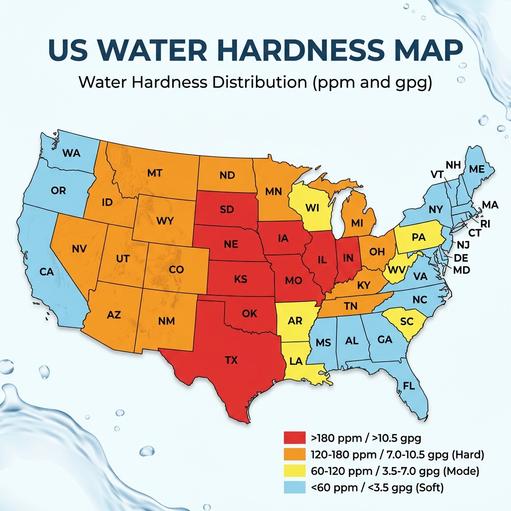 US Water Hardness Distribution Map