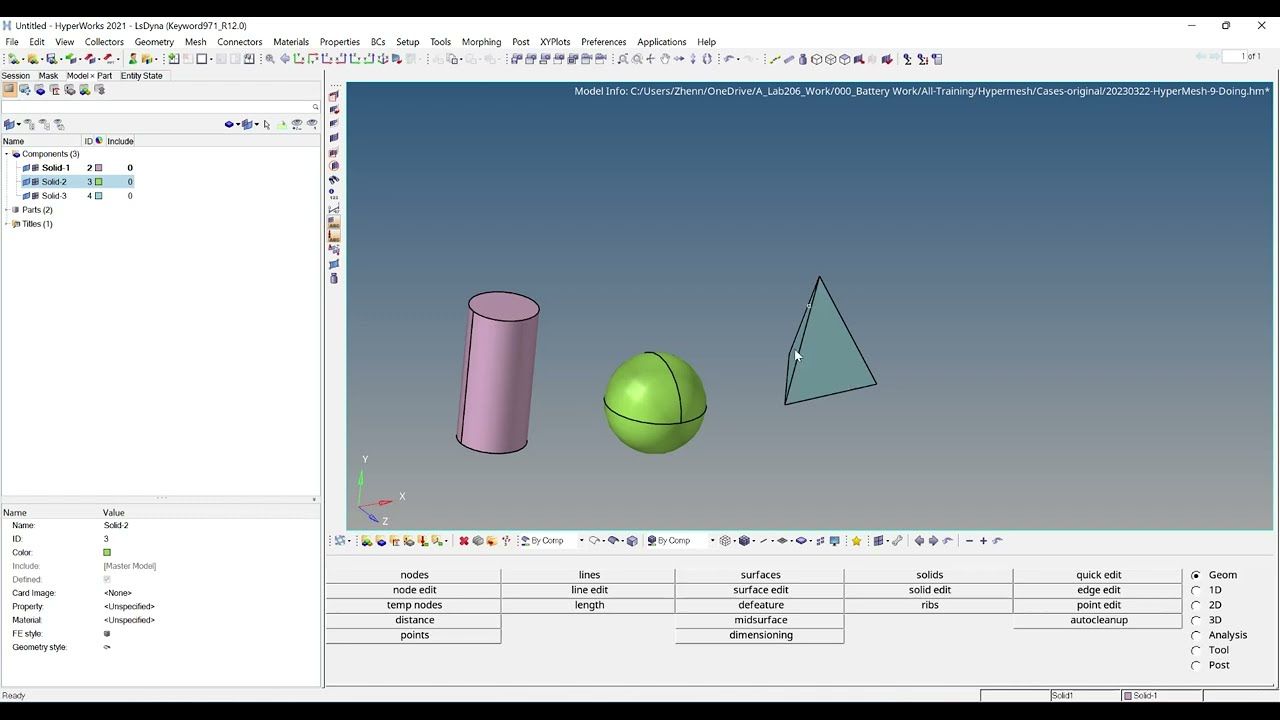 3-HyperMesh -- 3D Meshing -- "Ball“ -- I March 22, 2023