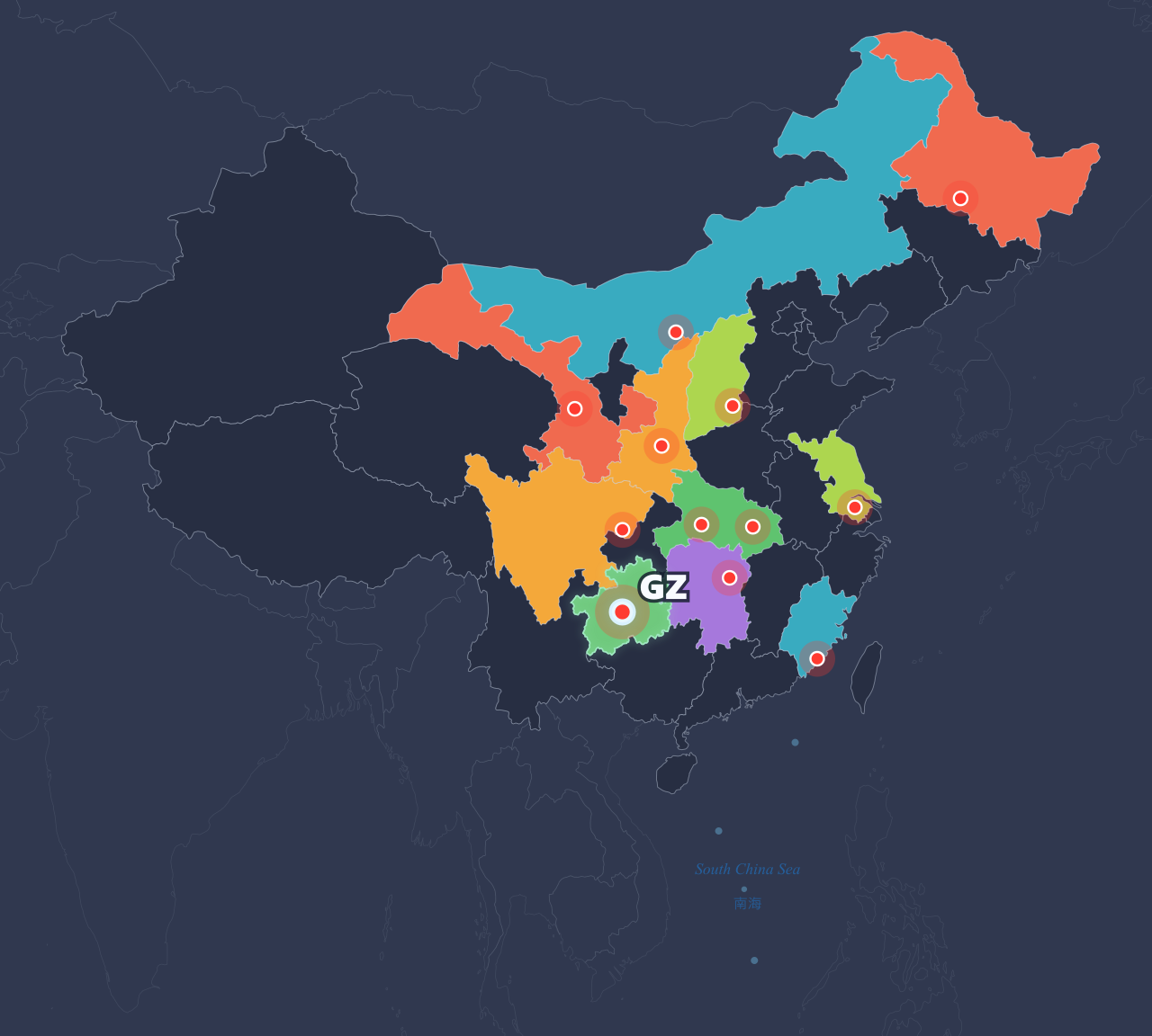 RunCN Map - Guizhou · Dark @Arsenan