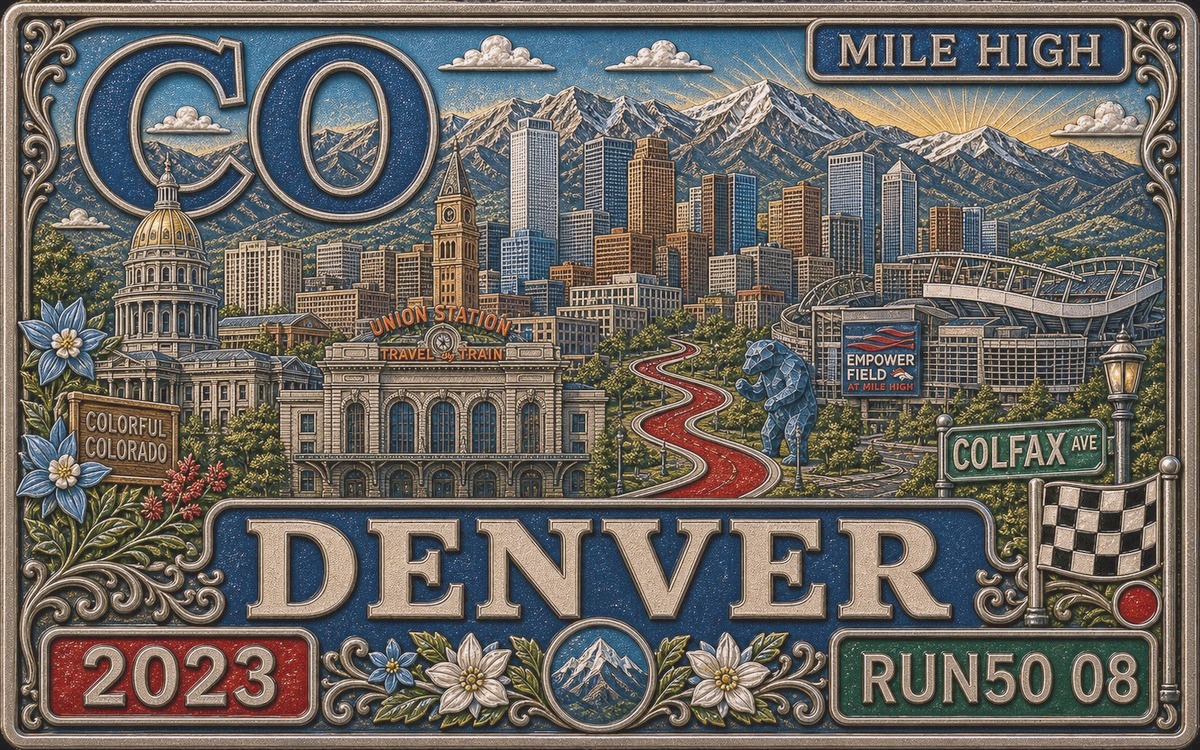 Medal-style Denver Colfax Marathon cover