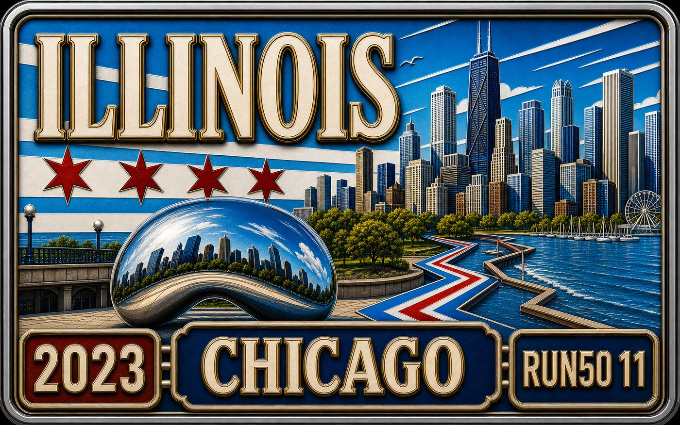 Chicago Marathon English medal cover