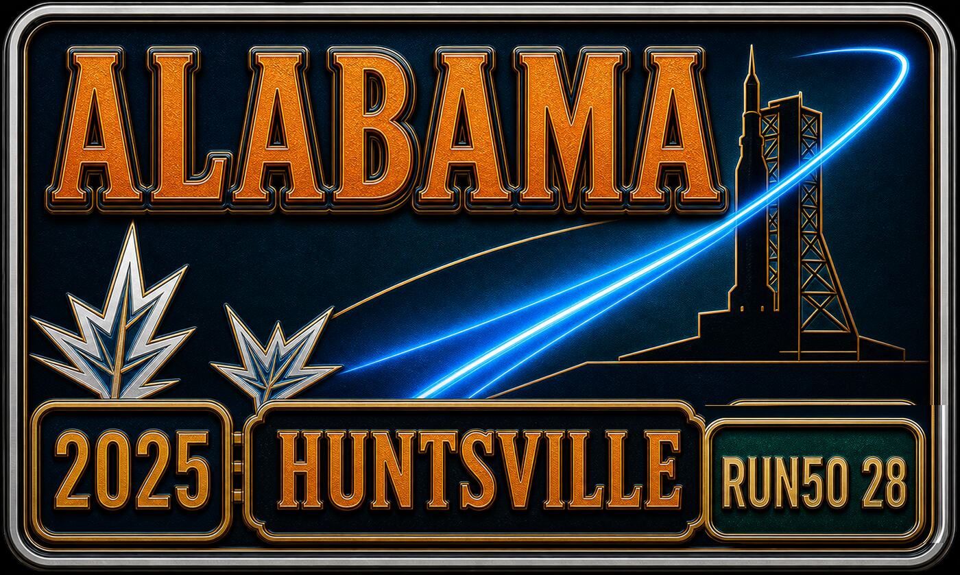Rocket City Marathon Alabama English medal cover