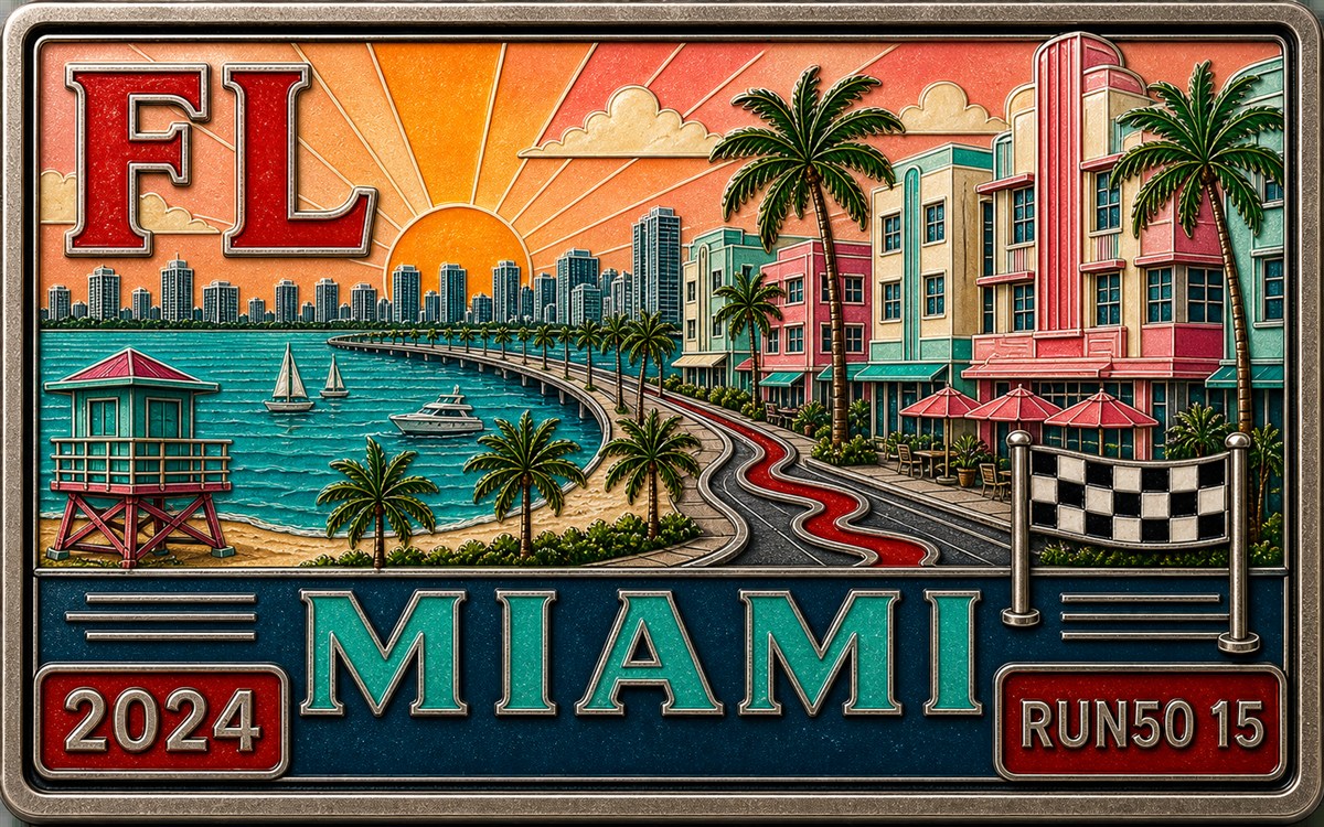 Medal-style Miami Marathon cover