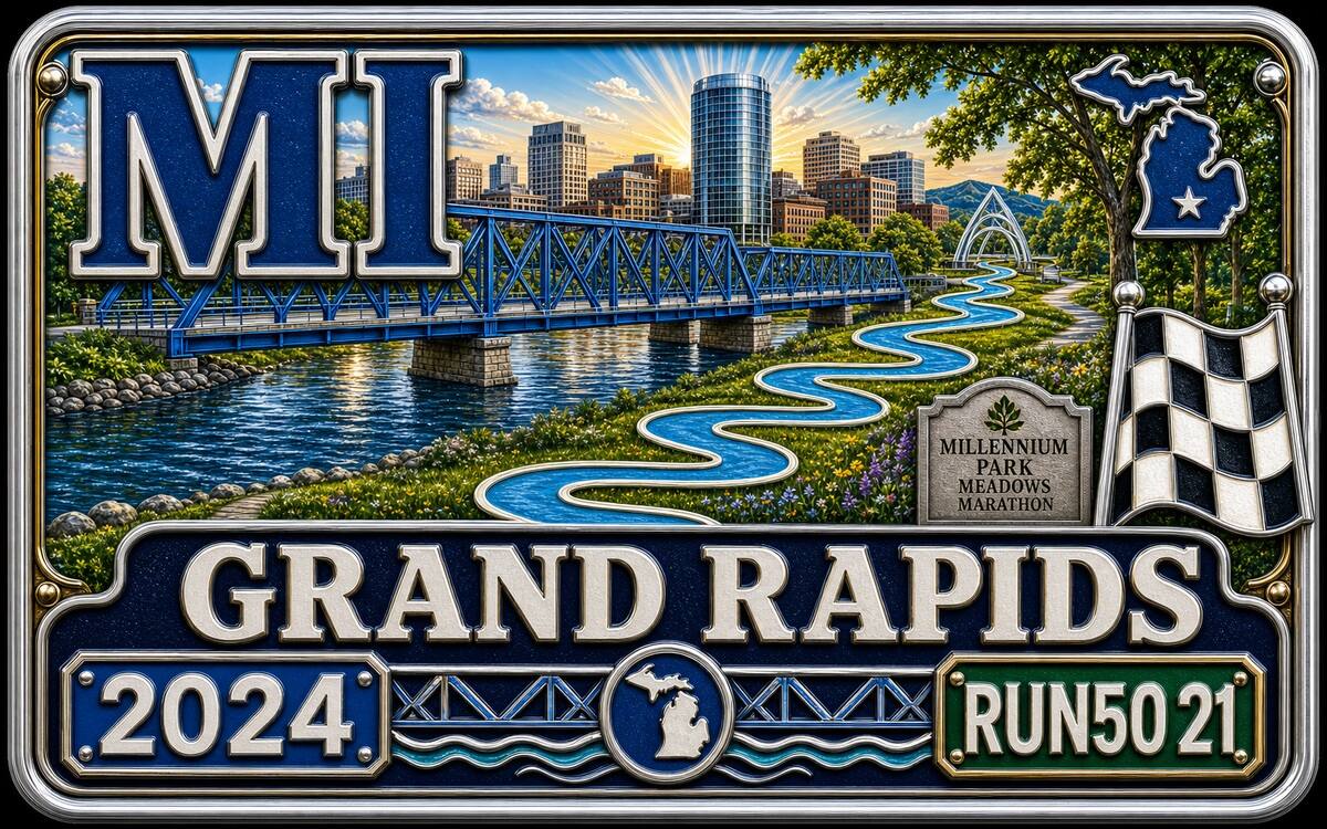 Grand Rapids Millennium Meadows Marathon medal cover