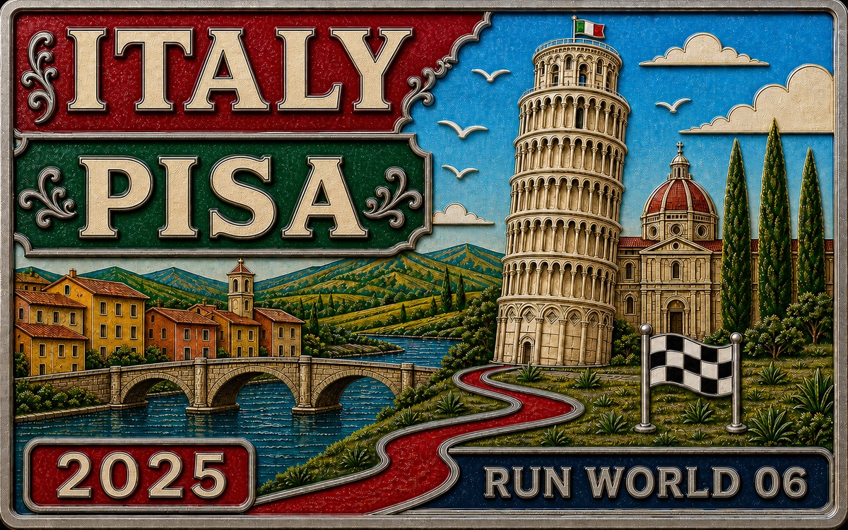 Medal-style Pisa Marathon cover