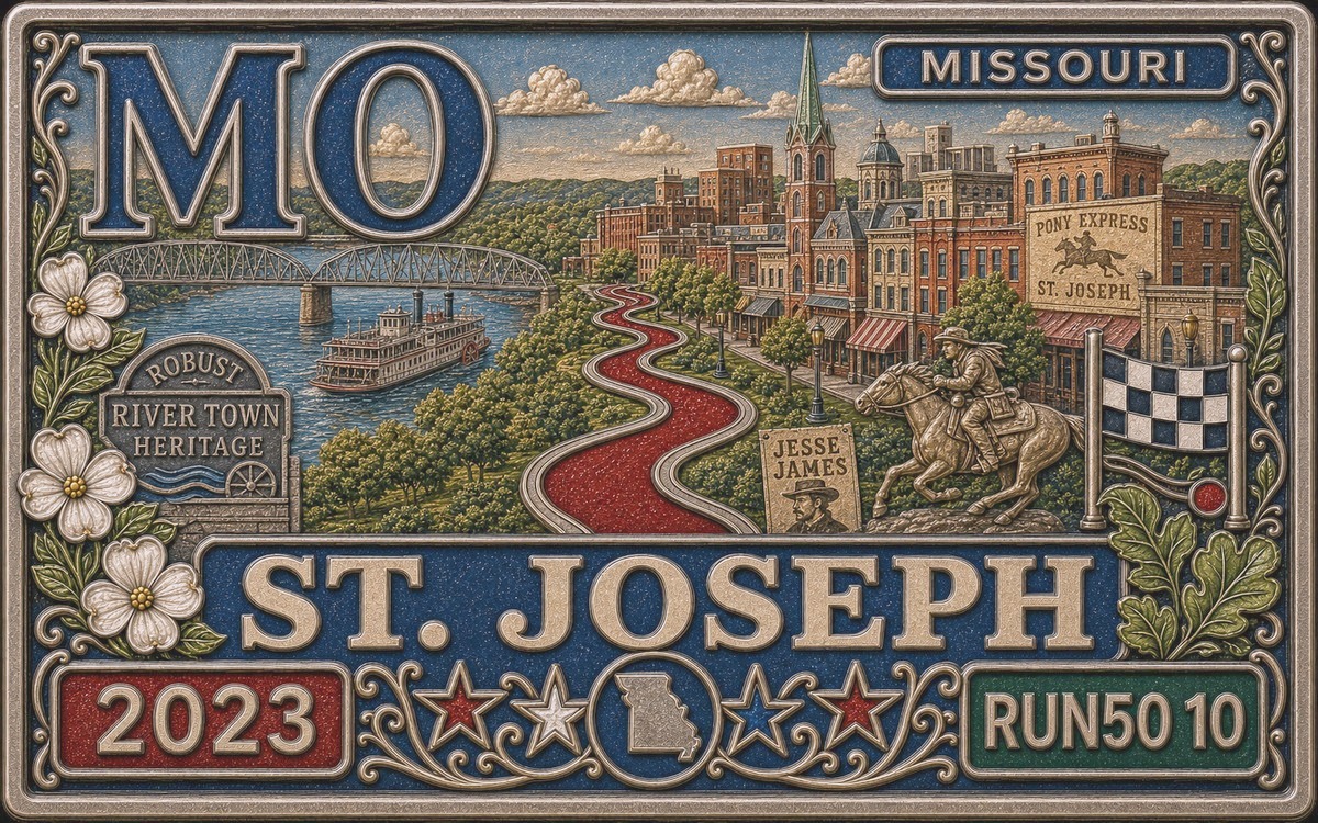 Medal-style St. Joseph Missouri Marathon cover