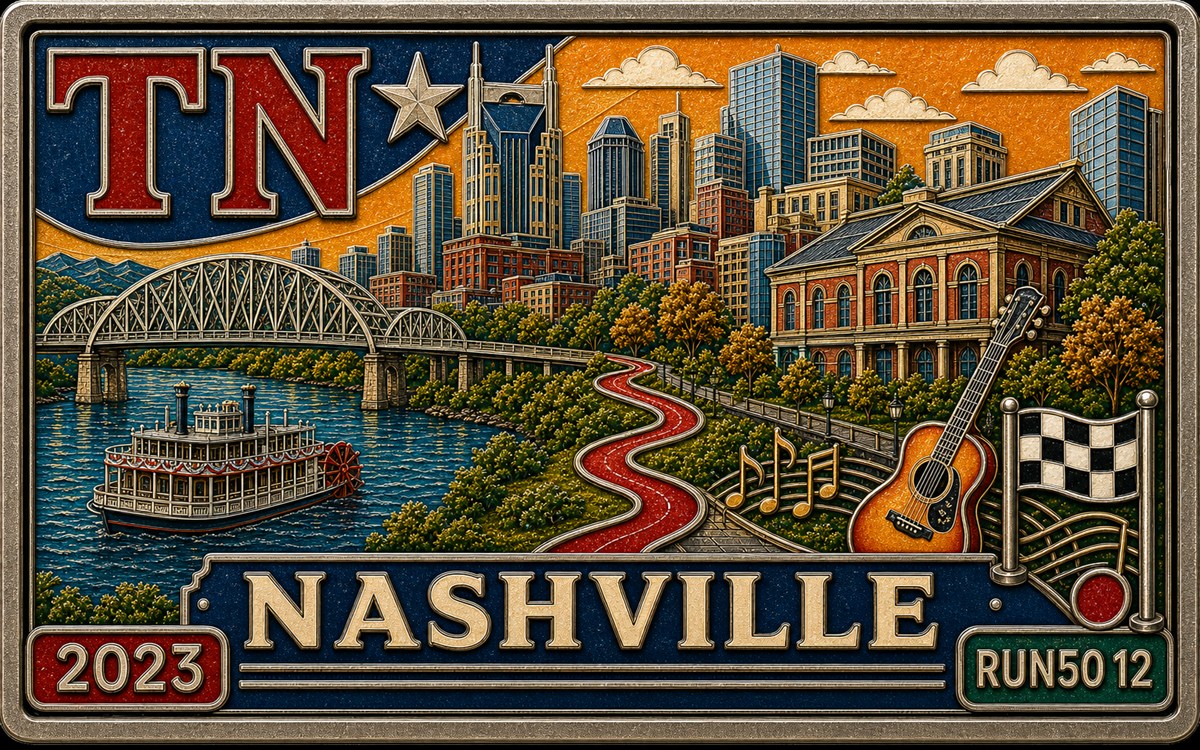 Medal-style Nashville Marathon cover