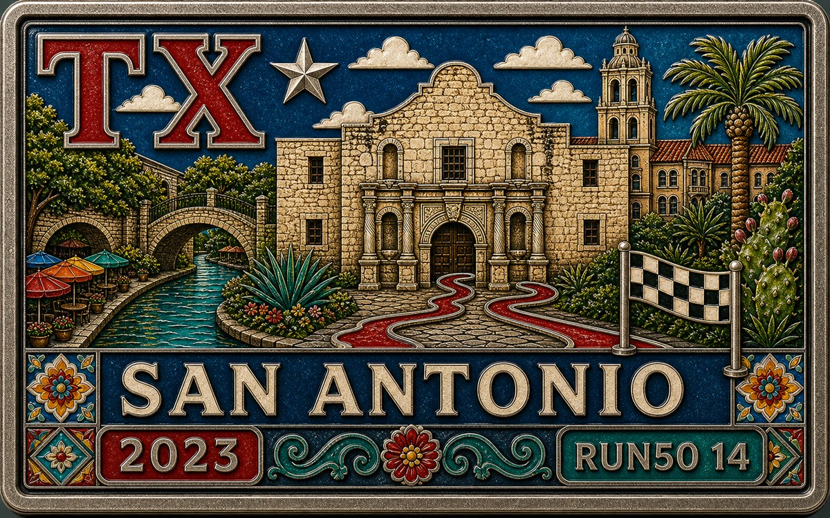 Medal-style San Antonio Marathon cover