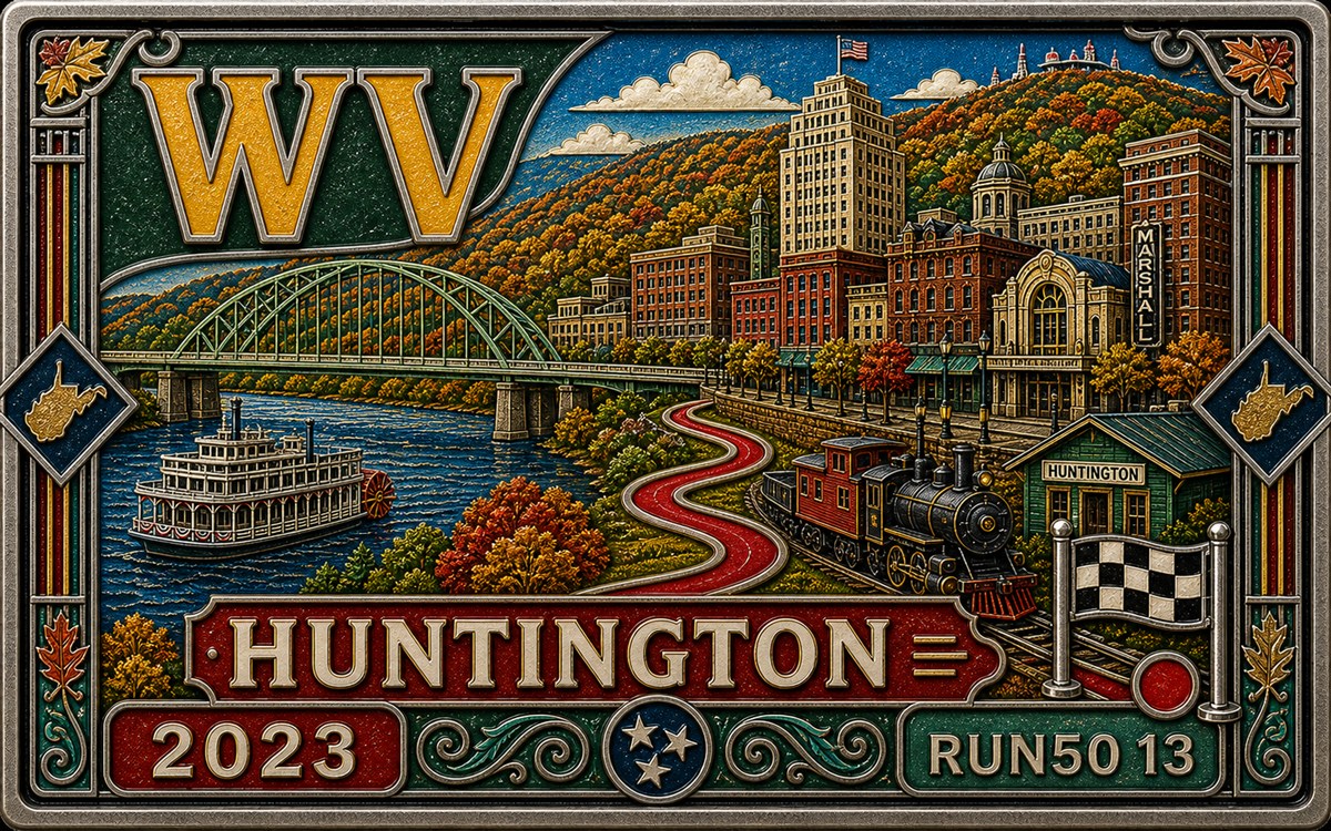 Medal-style West Virginia Marathon cover