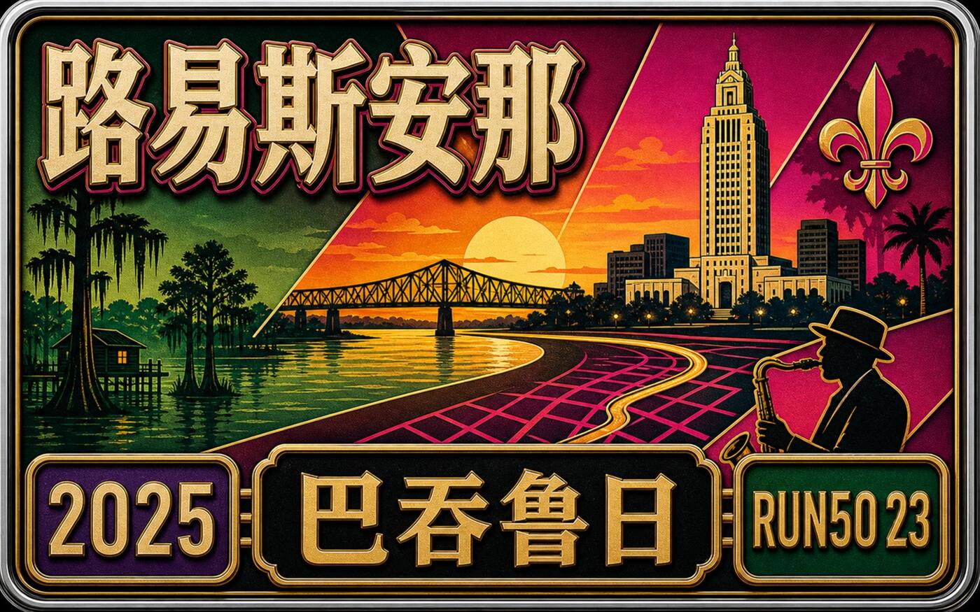 Run50 #第23州｜路易斯安那：巴吞鲁日马拉松｜法兰西底色，2025 第一跑封面