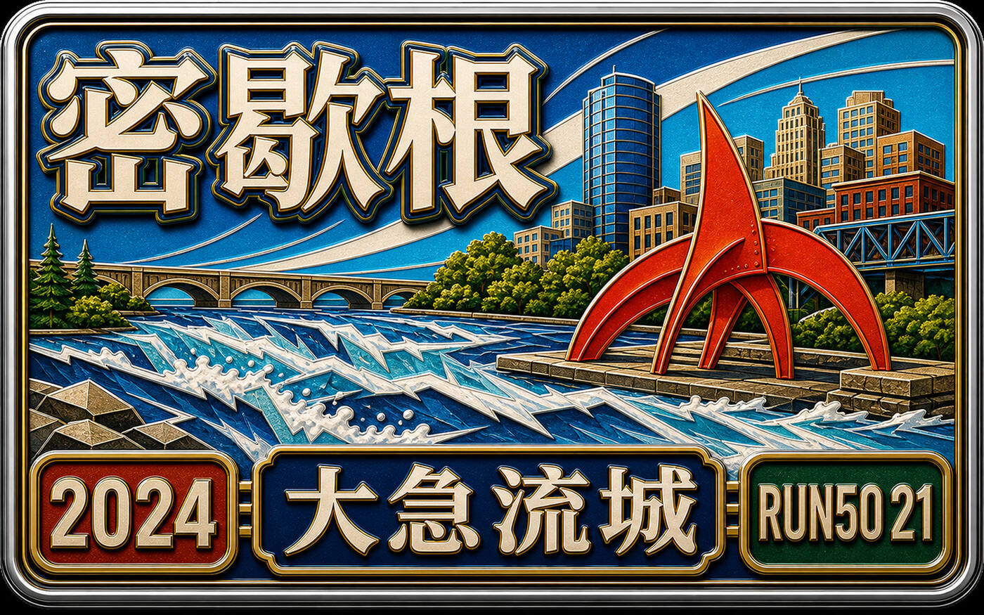 Run50 #第21州 密歇根 梅多马拉松 在大急流城数圈，6次穿越千禧公园！封面