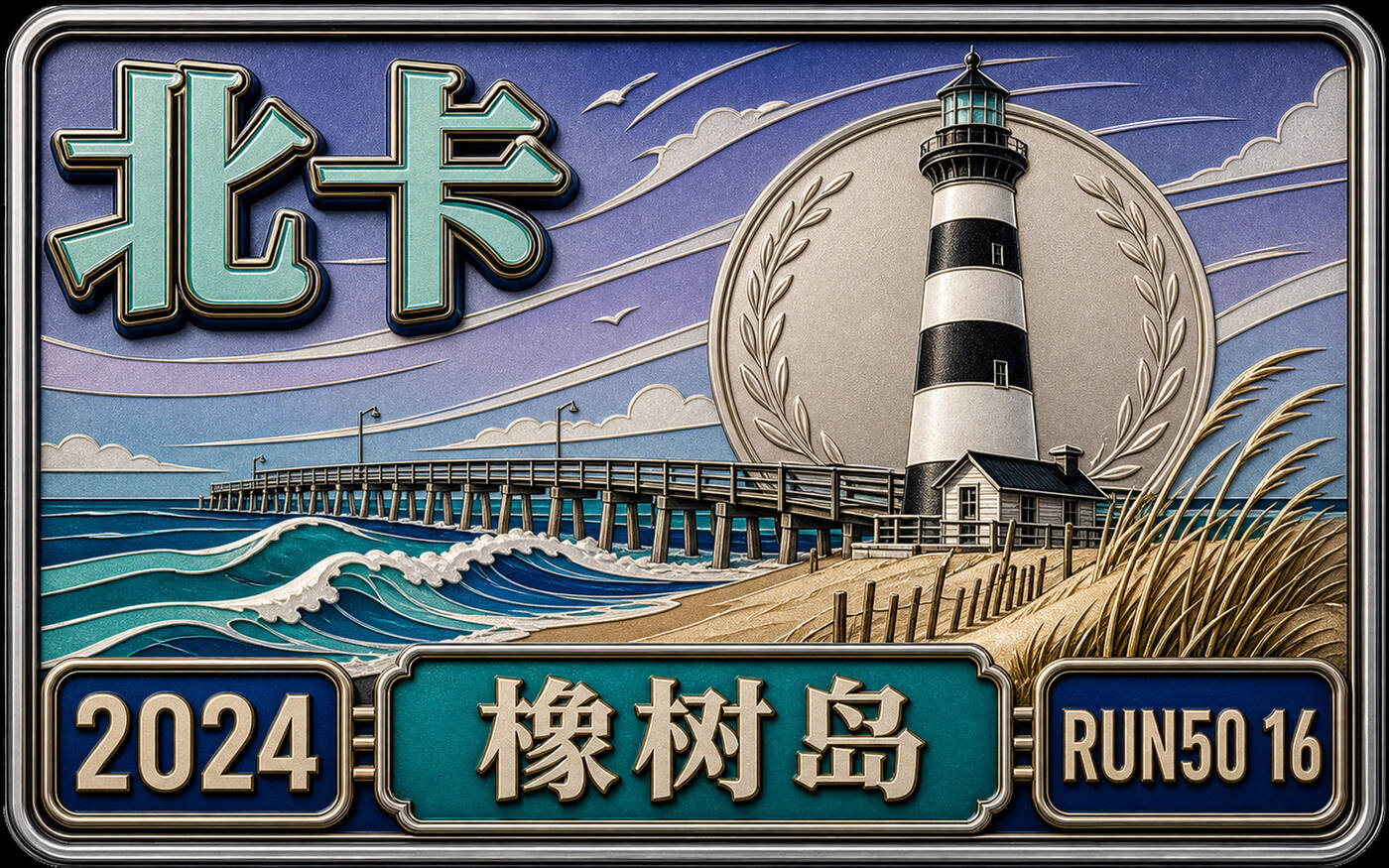 Run50 #第16州｜北卡罗莱纳：橡树岛马拉松封面