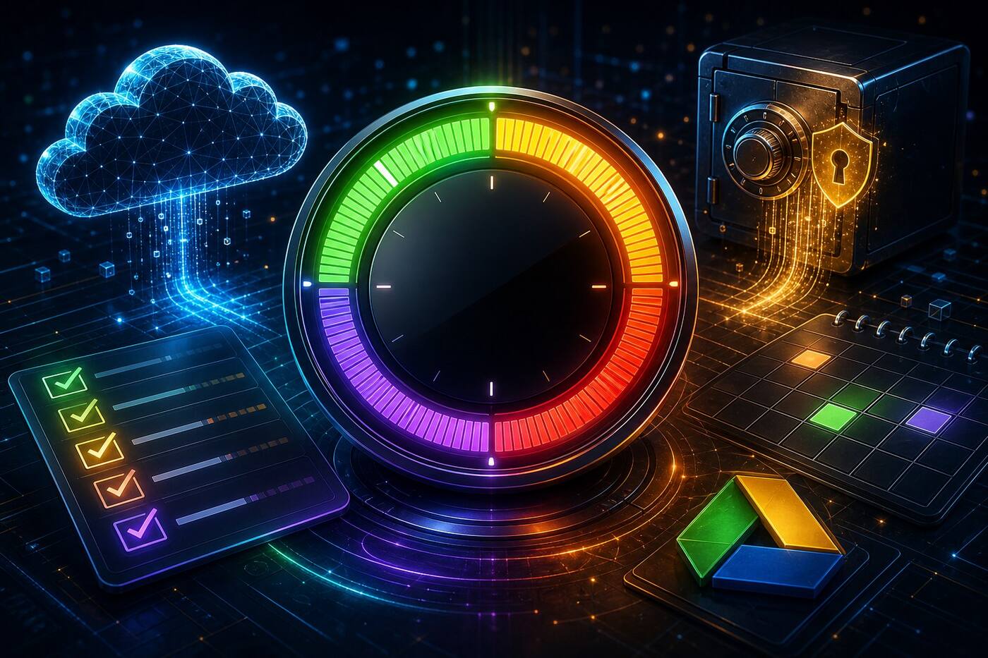 Futuristic encrypted Google Drive daily planner cover