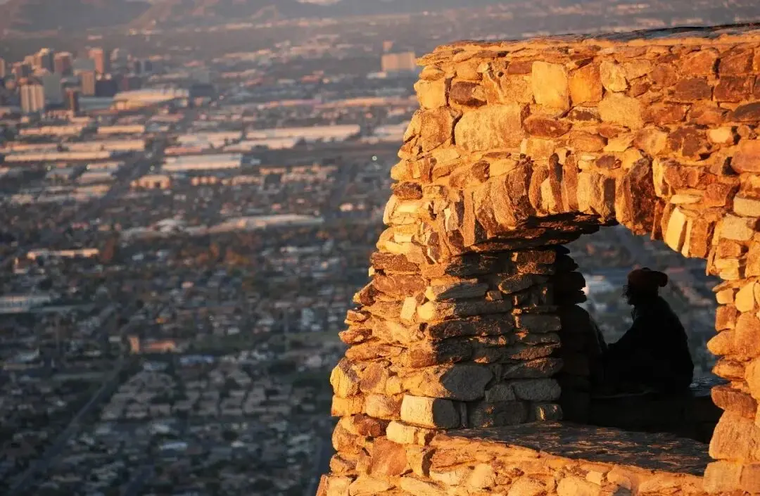 Stone lookout and Phoenix lights at Dobbins