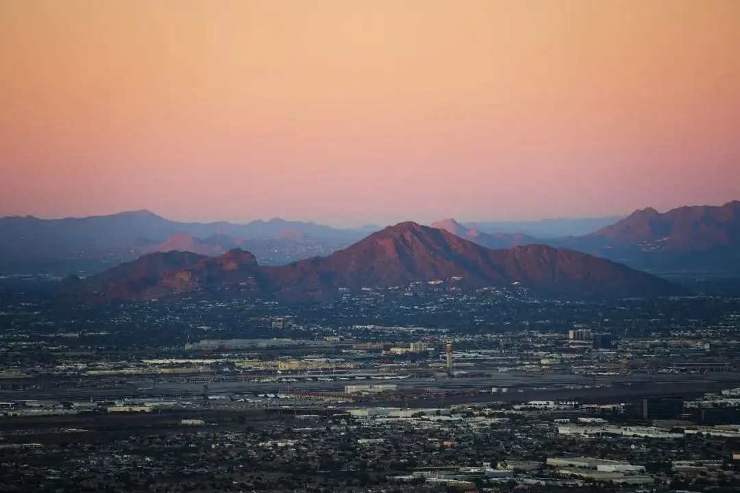 Desert ridgelines after sunset