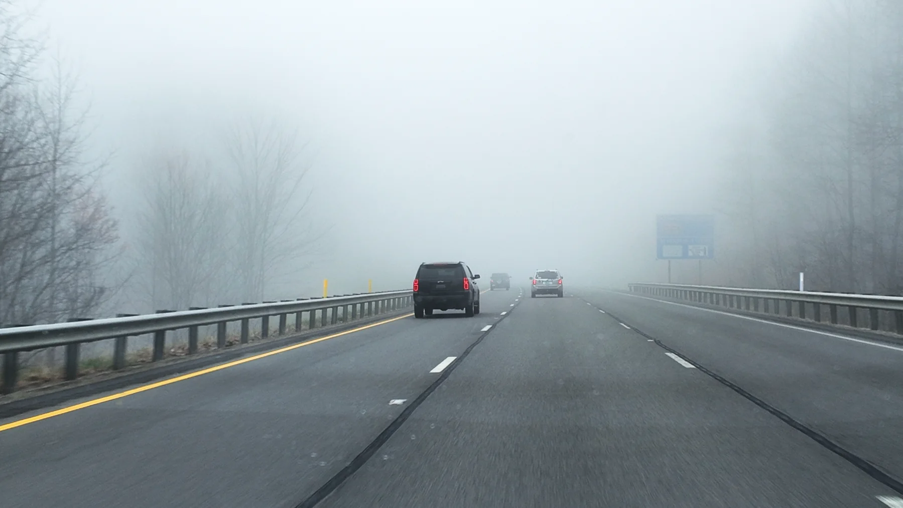 Foggy highway through the mountains