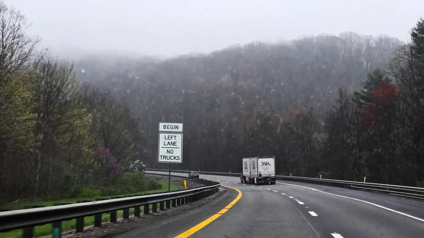 Fog settling into the Blue Ridge hills