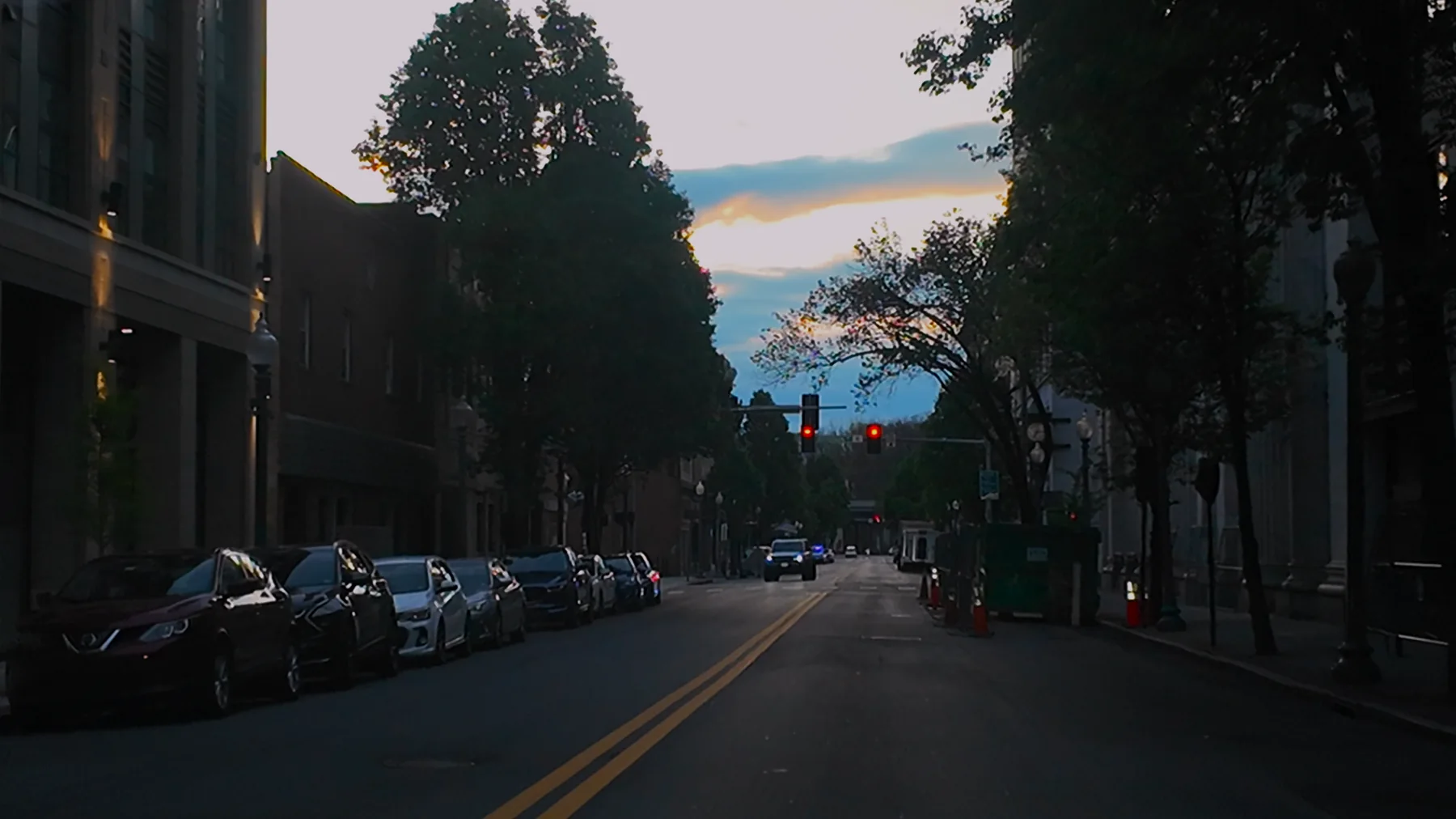 Quiet Roanoke street before sunrise