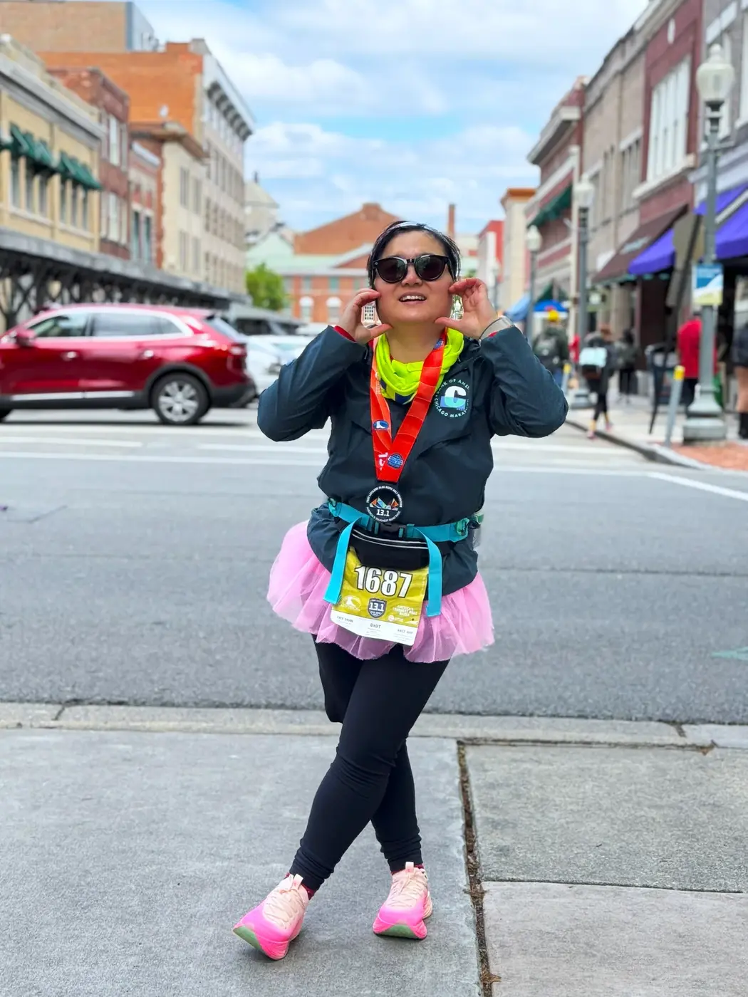 Siqi's medal walk through downtown