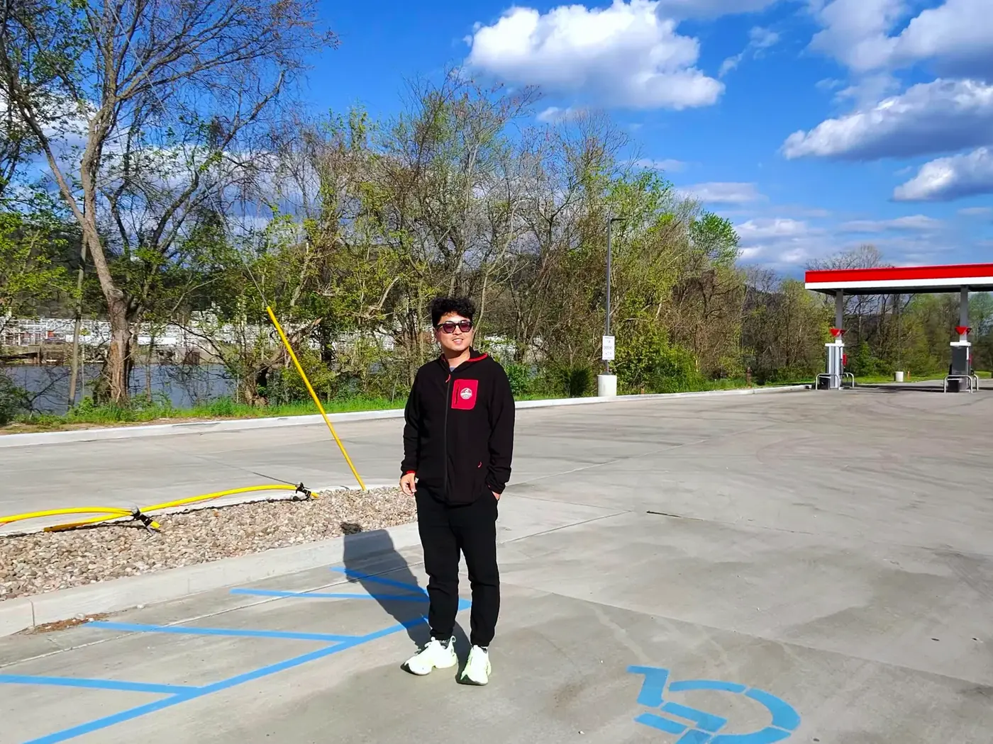 Post-race portrait near the gas station