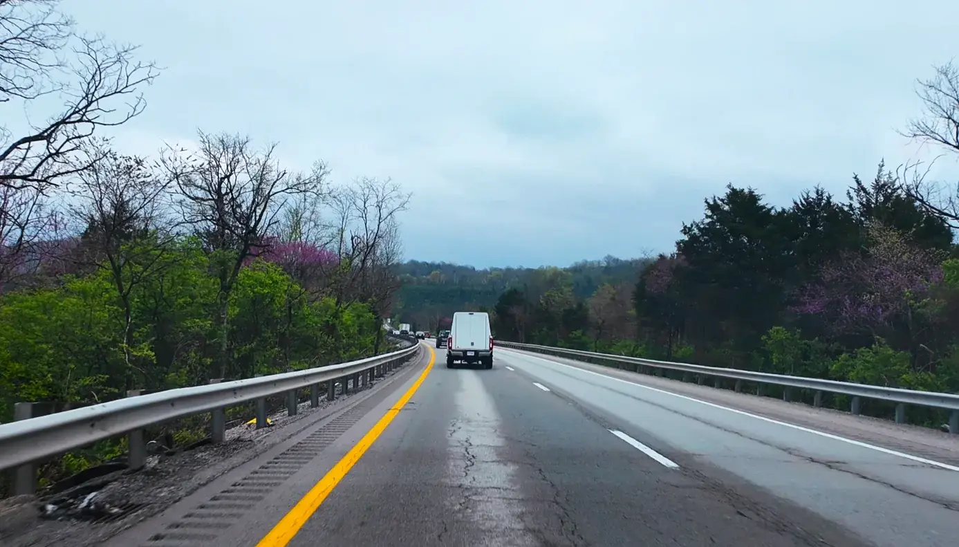 Rainy highway through the Appalachians