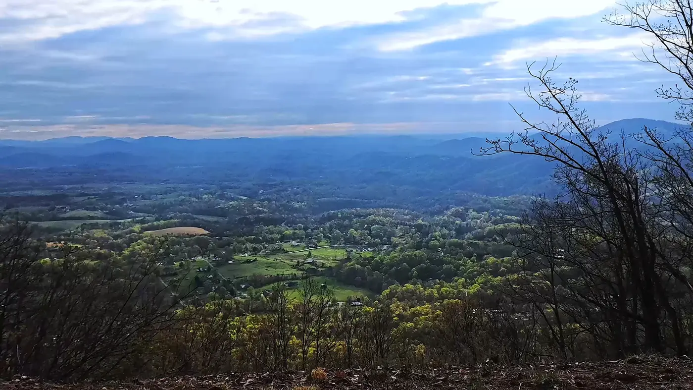 Wide Roanoke valley from the climb