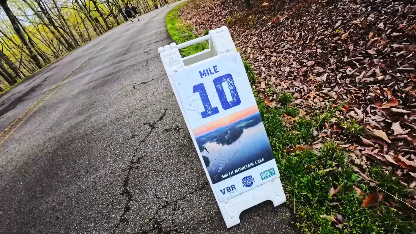Second Mile 10 sign after the turn