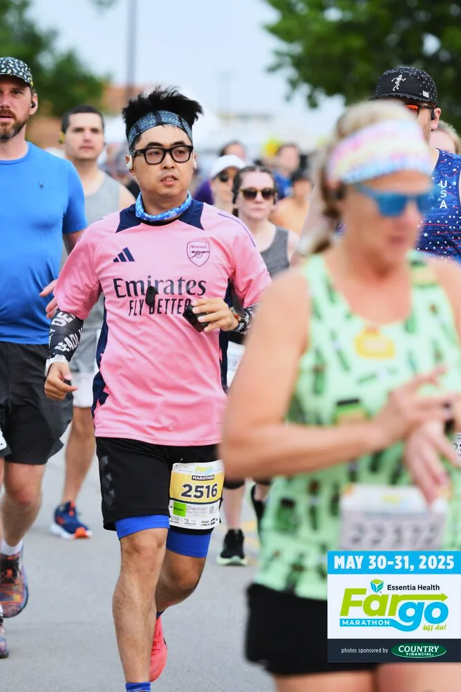 Official race photo in the pink jersey