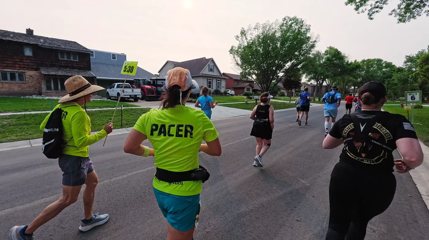 Pacer shirts guiding the pack
