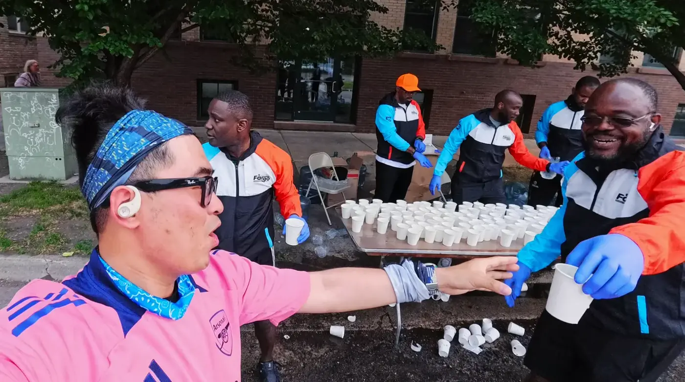 Egg handoff at the aid table