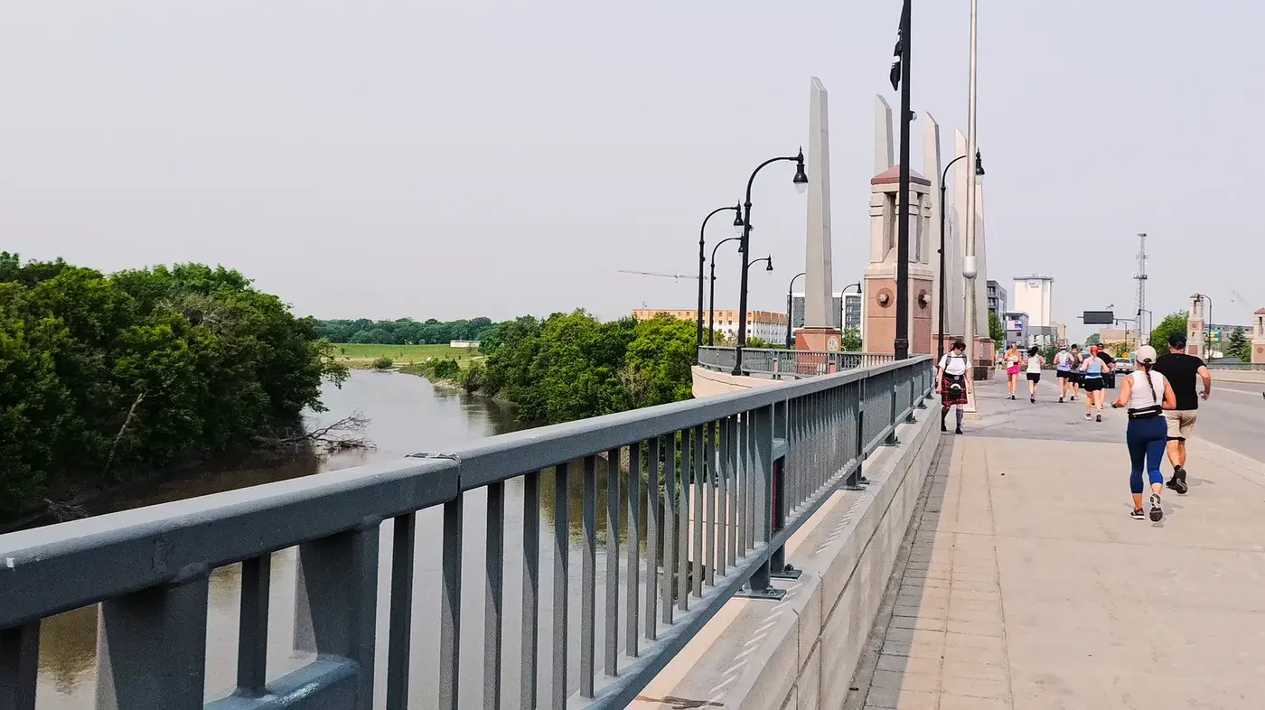 Bridge back toward Fargo
