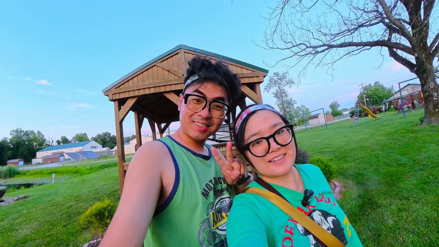Park gazebo selfie before race day