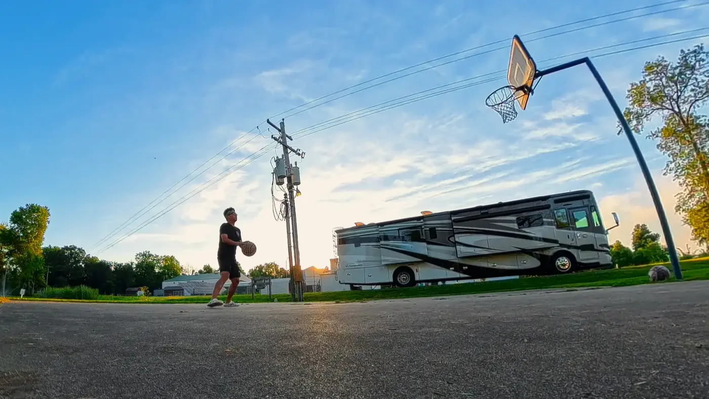 RV park and big sky at sunset