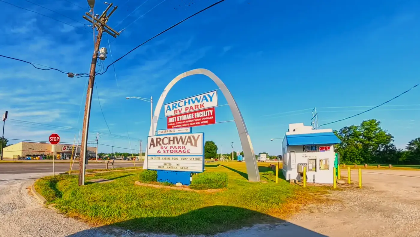 Archway sign at the RV park entrance