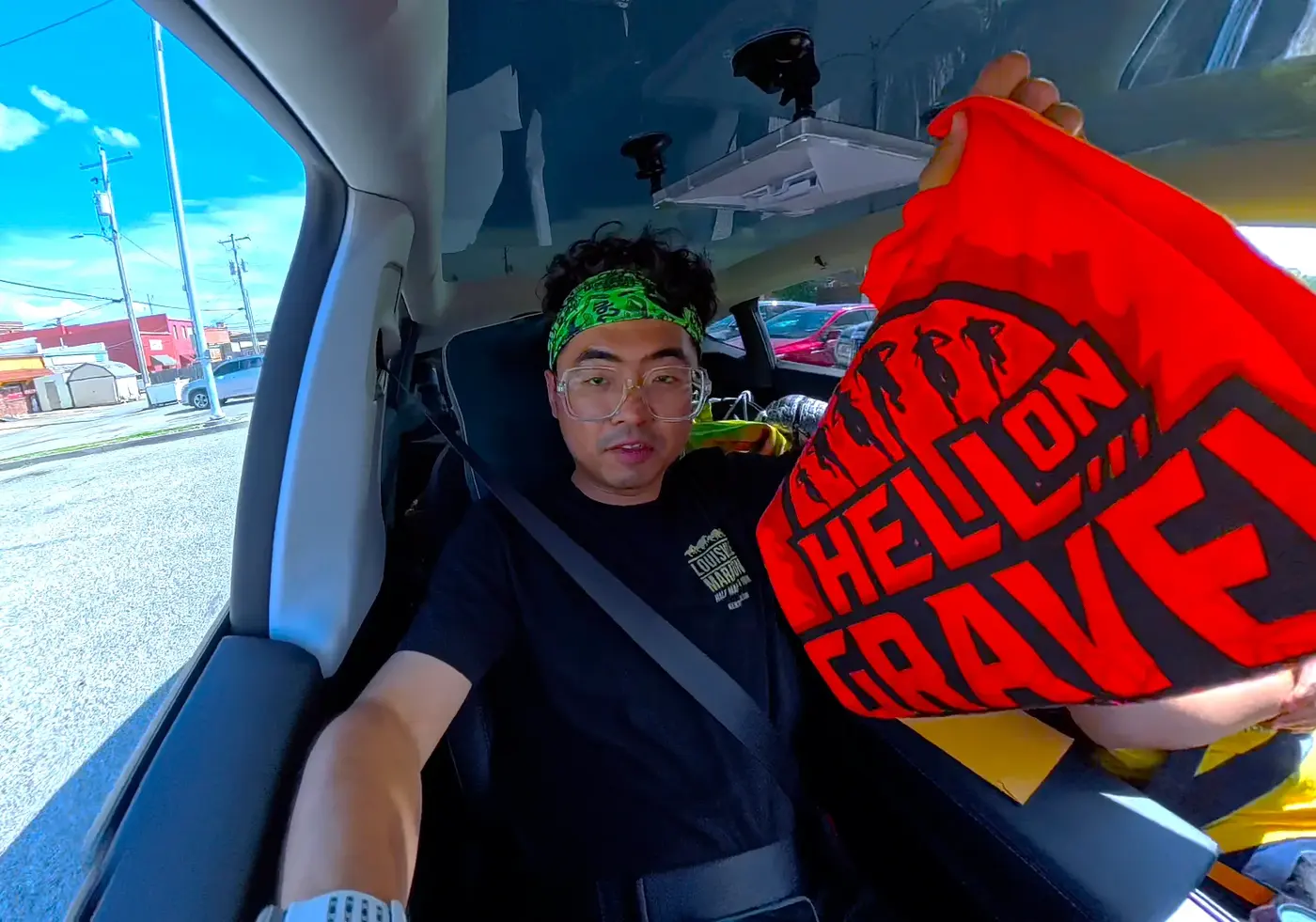 Hell on Gravel shirt in the car