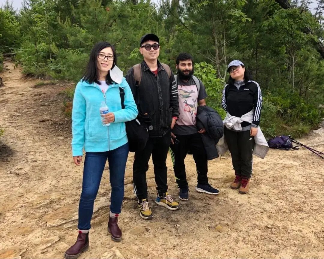 Hiking (Zoe, Pangzi, Santosh and Siqi) by Cindy