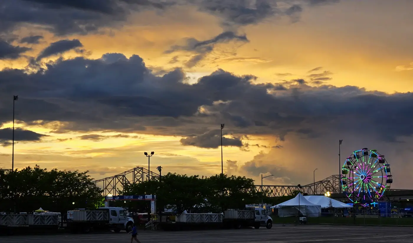 Derby Festival fair lights after sunset