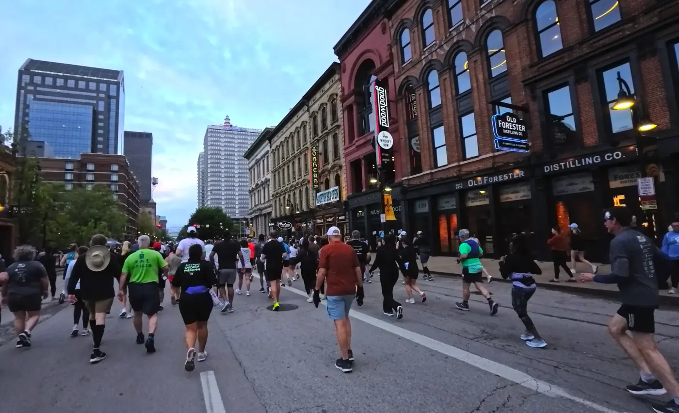 Downtown Louisville at the marathon start