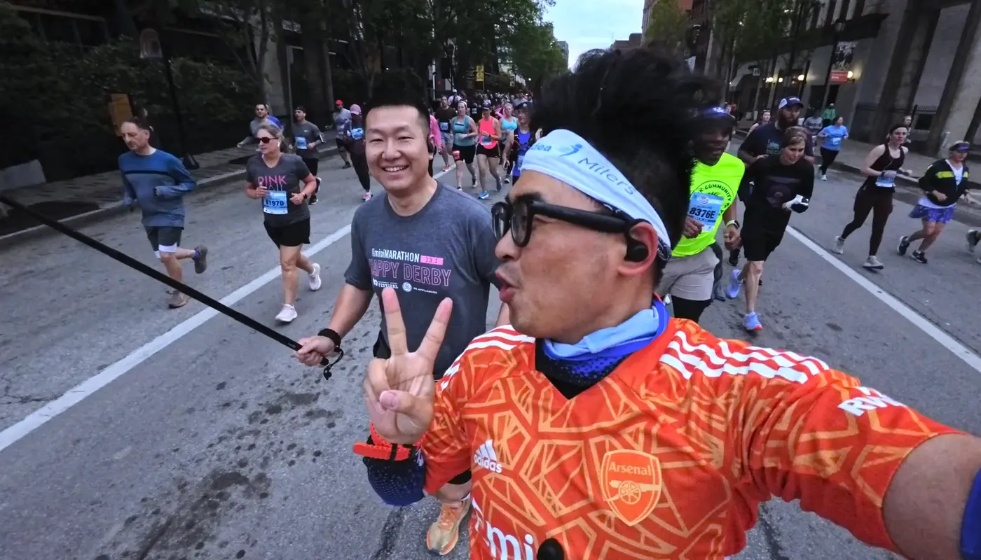 Selfie in the first downtown miles