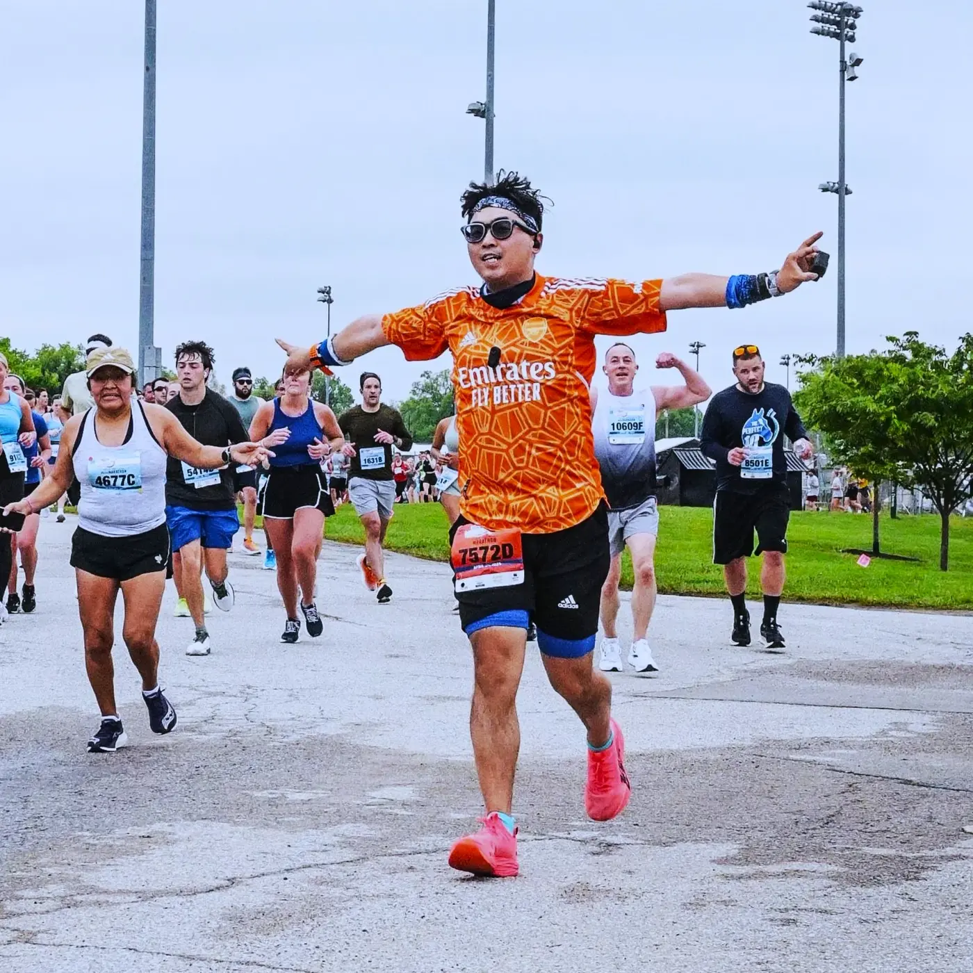 Official orange-shirt photo near the track