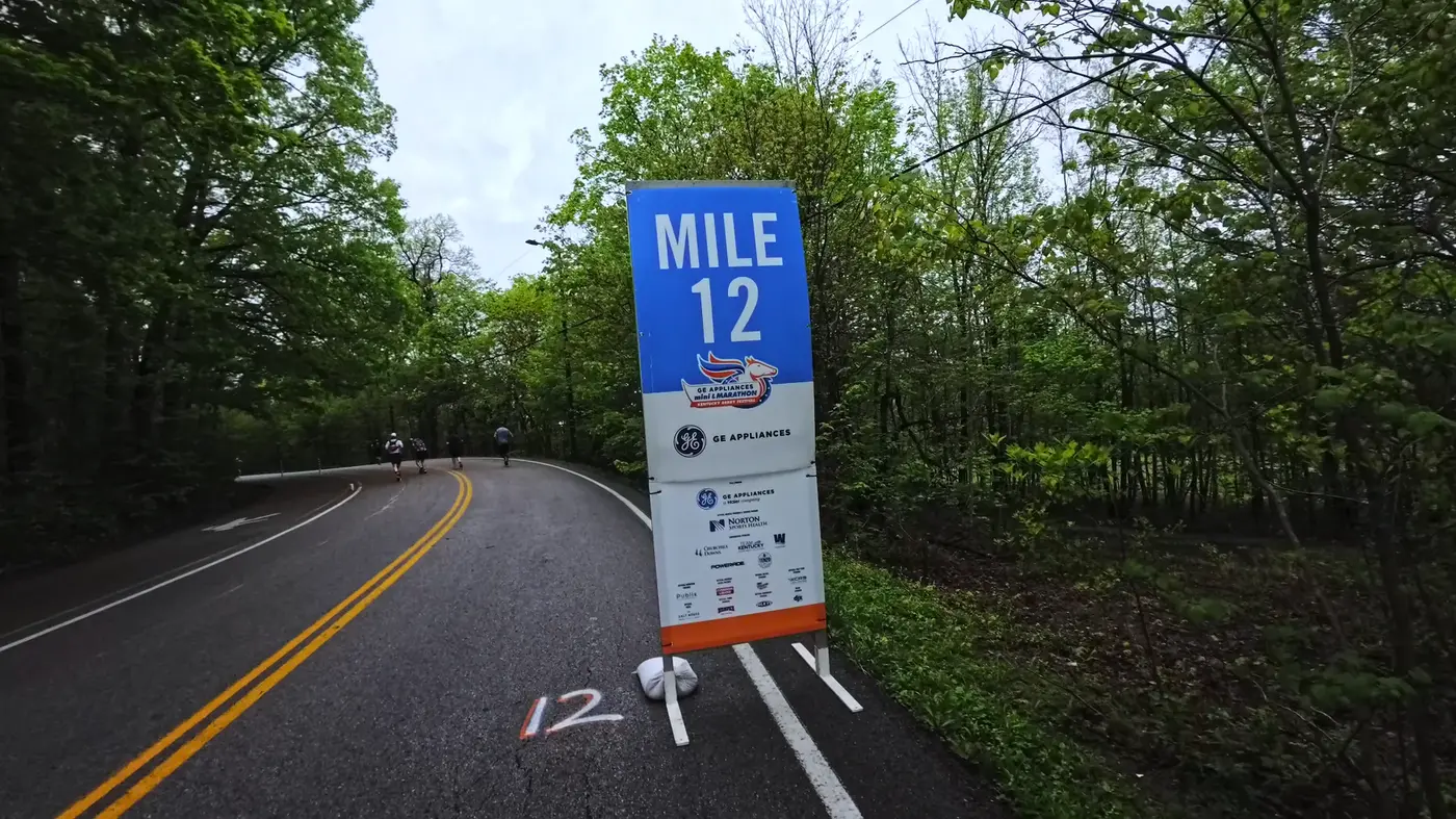 Mile 12 sign before the park hills