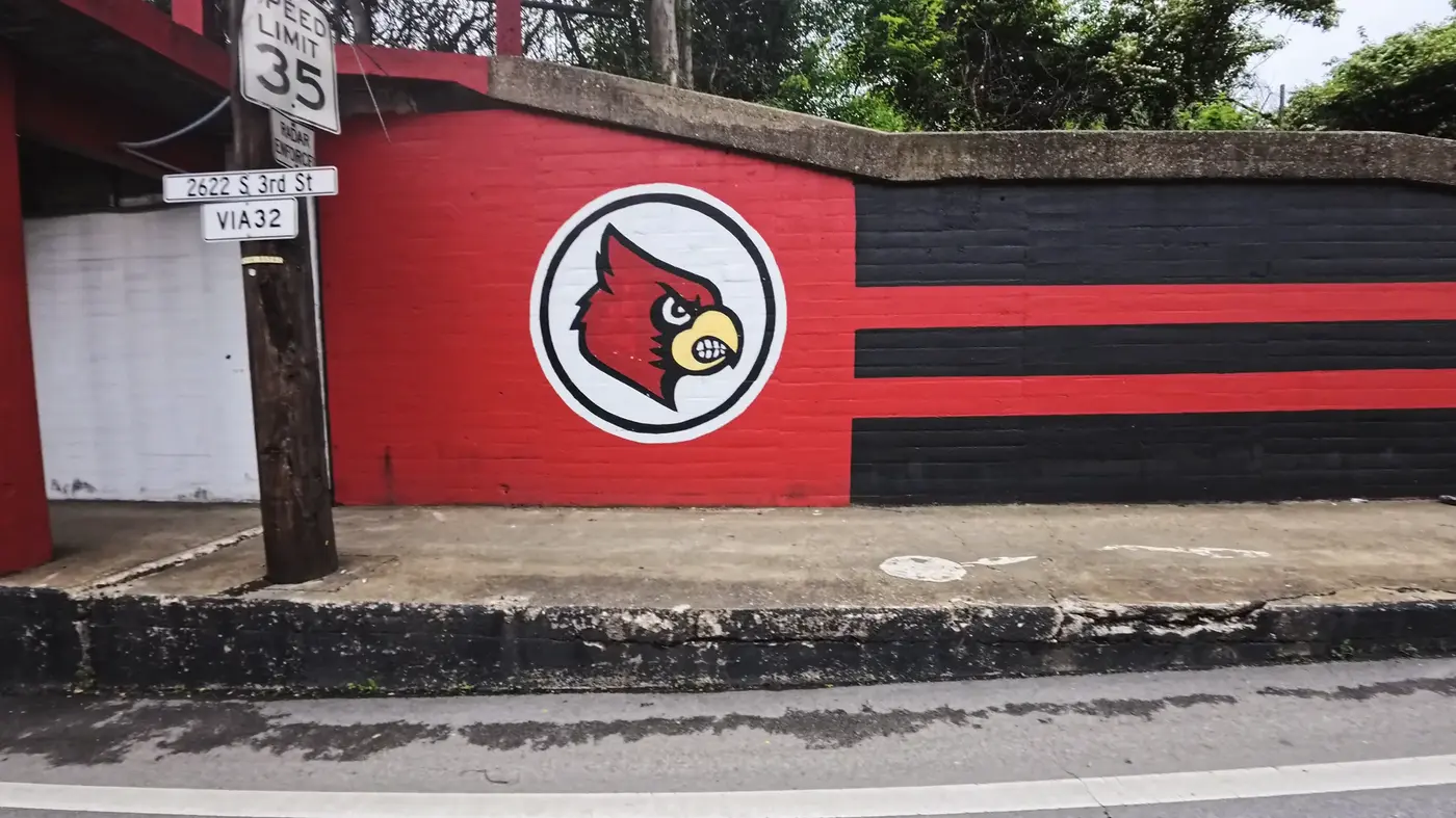 Cardinals mural along the street
