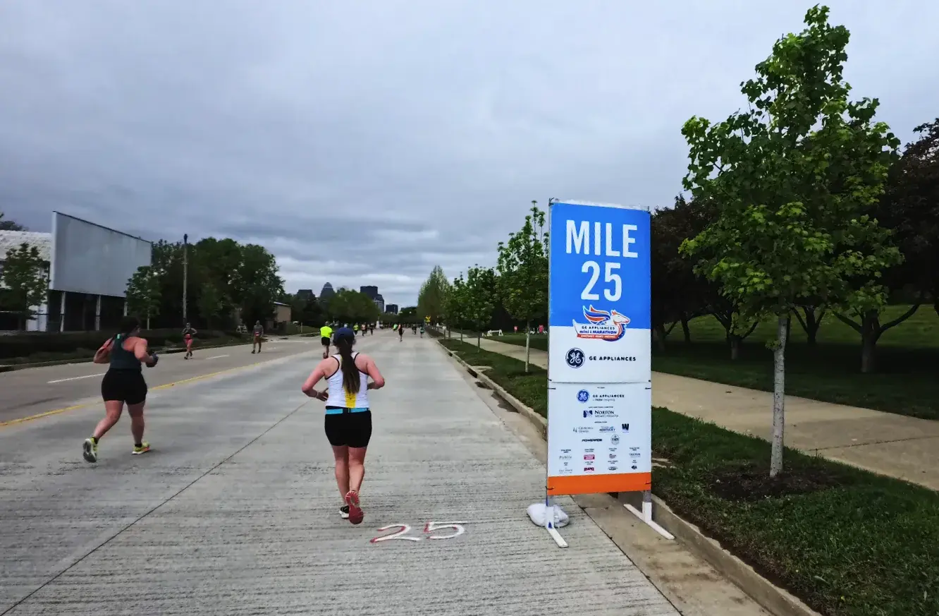 Mile 25 sign before the last push
