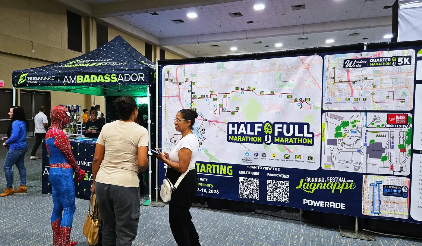 Course map and expo wall before race day