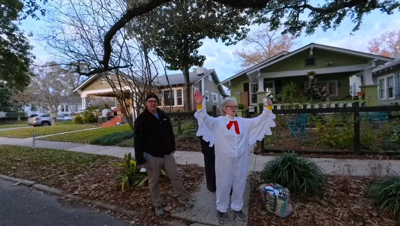 A ghost decoration beside the course