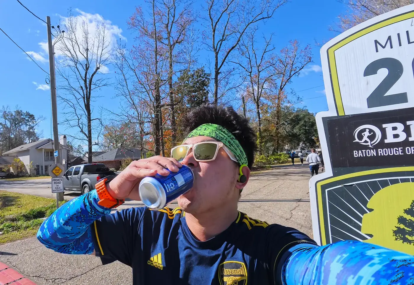 Late-race hydration in full sun