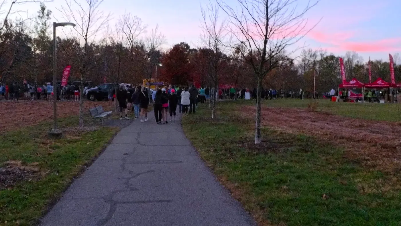entrance path at Floyds Fork Park just