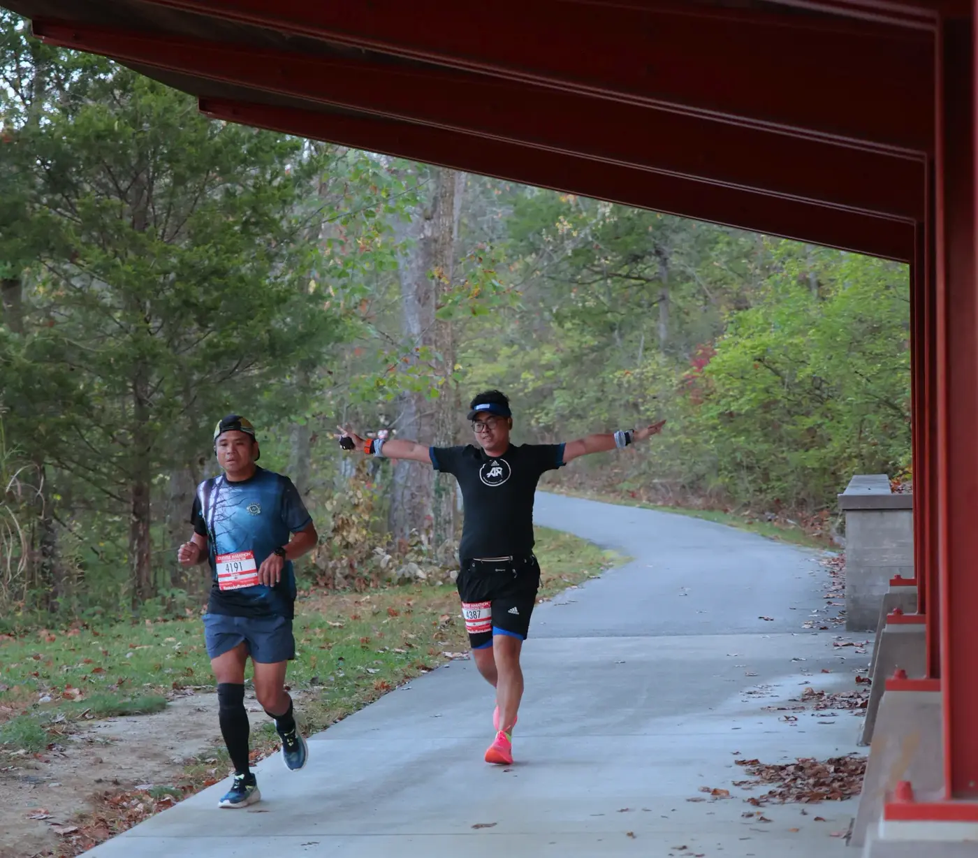 Two runners approaching the photographer