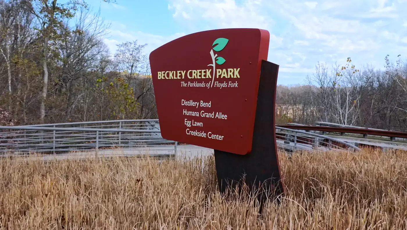Beckley Creek Park sign on familiar